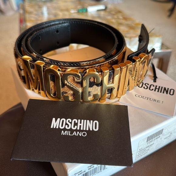 Moschino Accessories - Moschino Couture Leopard Pony-hair and leather belt size 42